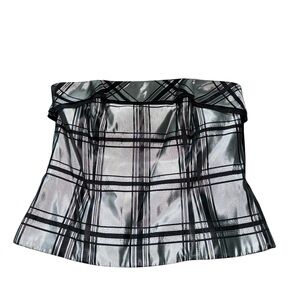 Michaelangelo Vintage Retro Women’s Silver and Black Plaid Corset Top Size 8